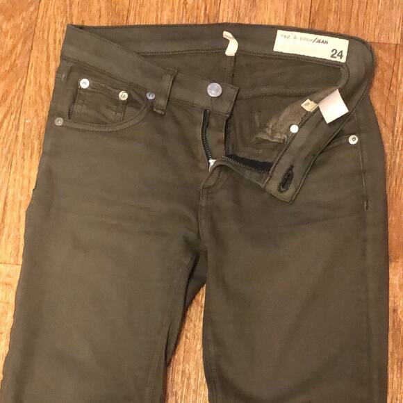 Rag & Bone Skinny Jeans in Distressed Fatigue Army Green Size 24 - Picture 6 of 12